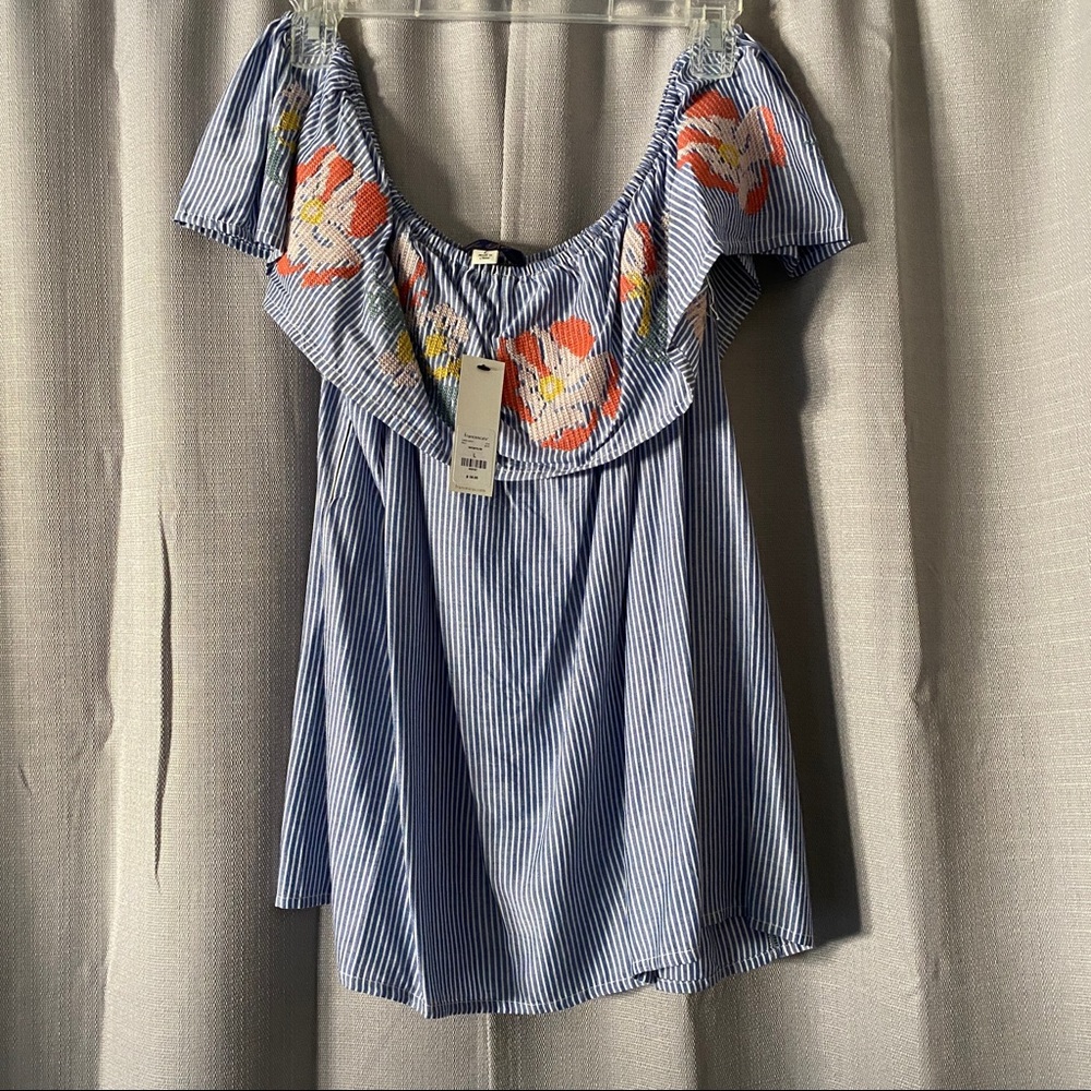 Francesca’s Off Shoulder Floral Embroidered Blouse
